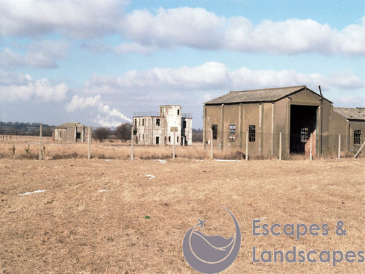 Control tower, with adjacent hut and shed, former RAF Wymeswold